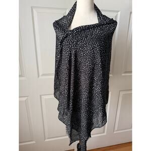 Black Sheer Ditsy Dot Scarf Lightweight Whimsy Goth Polka Dot Wrap